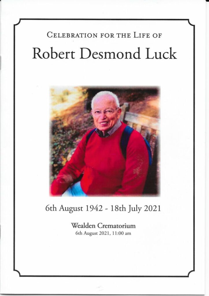Robert Desmond Luck Order of Ceremony