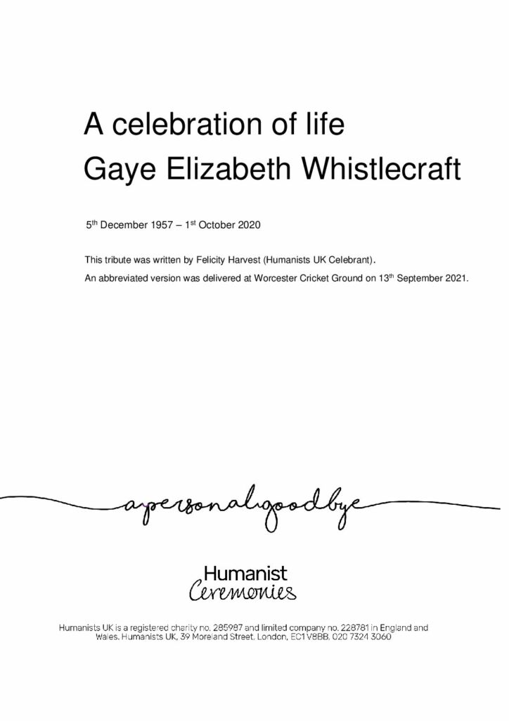 Gaye Elizabeth Whistlecraft Tribute Archive