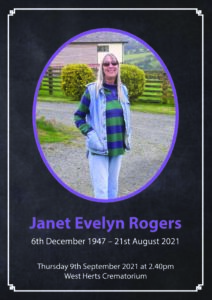 Janet Evelyn Rogers Order of Service