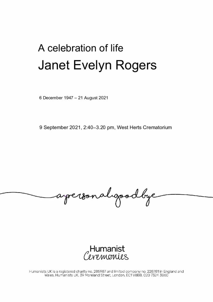 Janet Evelyn Rogers Tribute Archive