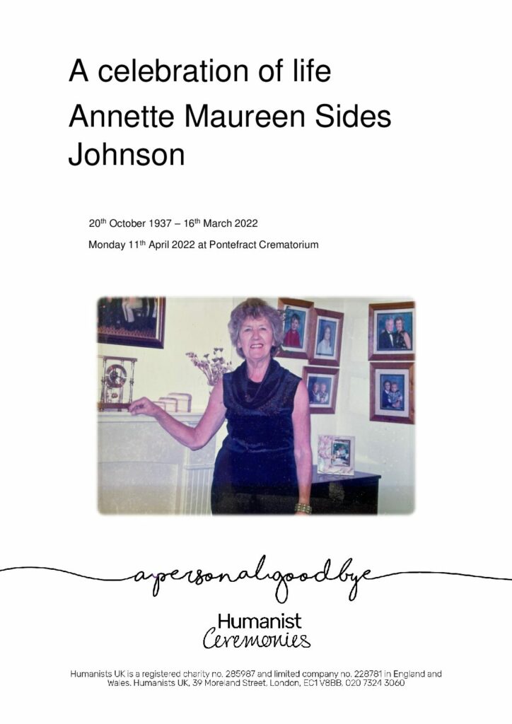 Annette Maureen Sides Johnson Tribute Archive