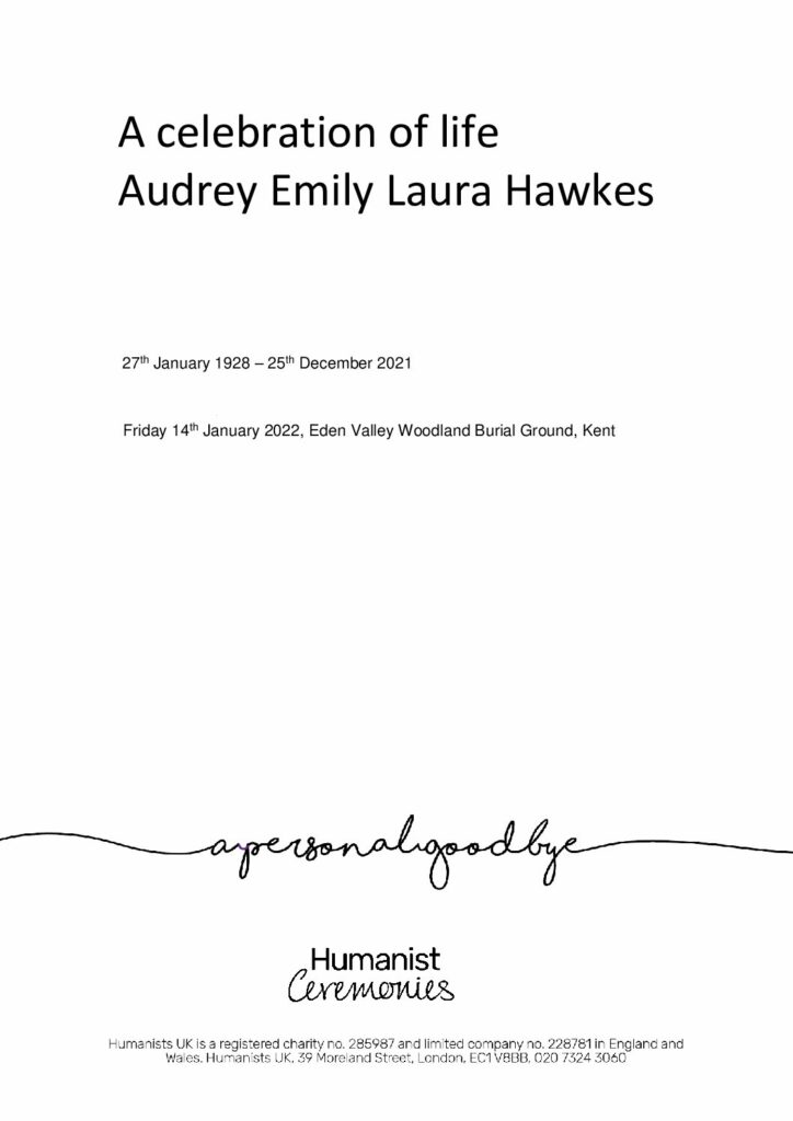 Audrey Emily Laura Hawkes Tribute Archive
