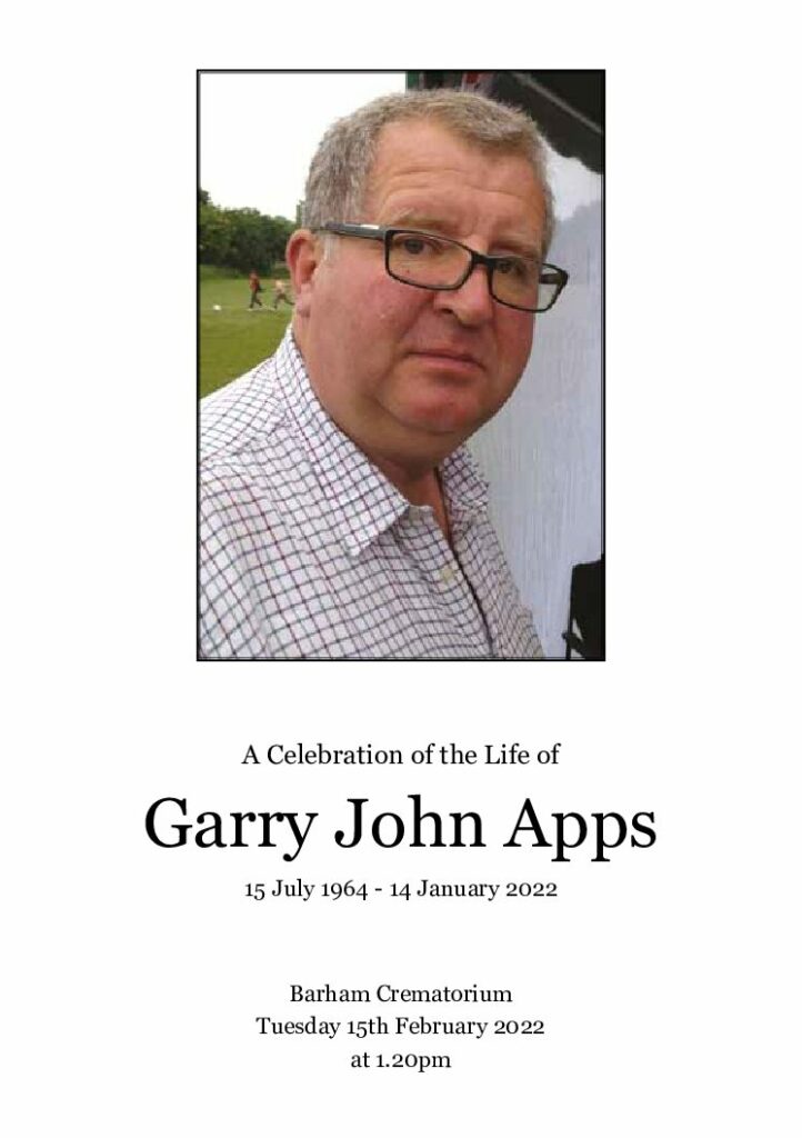 Garry John Apps Order of Ceremony