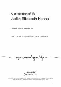 Judith Elizabeth Hanna Tribute Archive
