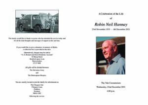Robin Neil Hannay Order of Ceremony