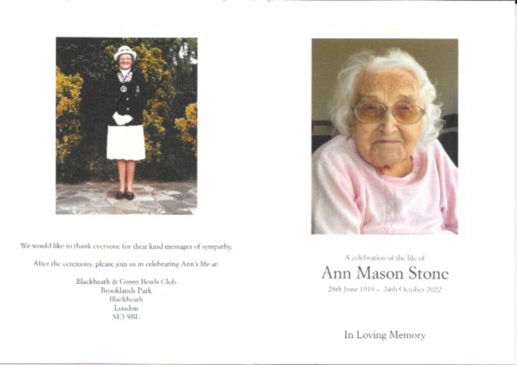 Ann Mason Stone Order of Ceremony
