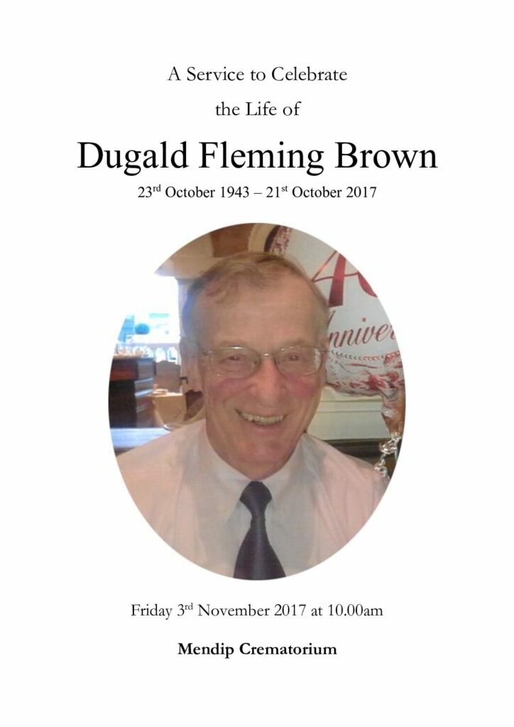 Dugald Fleming Brown Order of Service