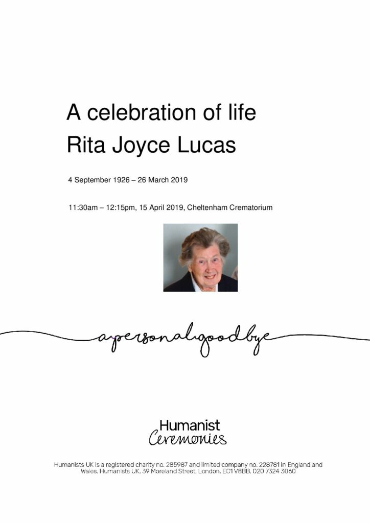 Rita Joyce Lucas Tribute Archive