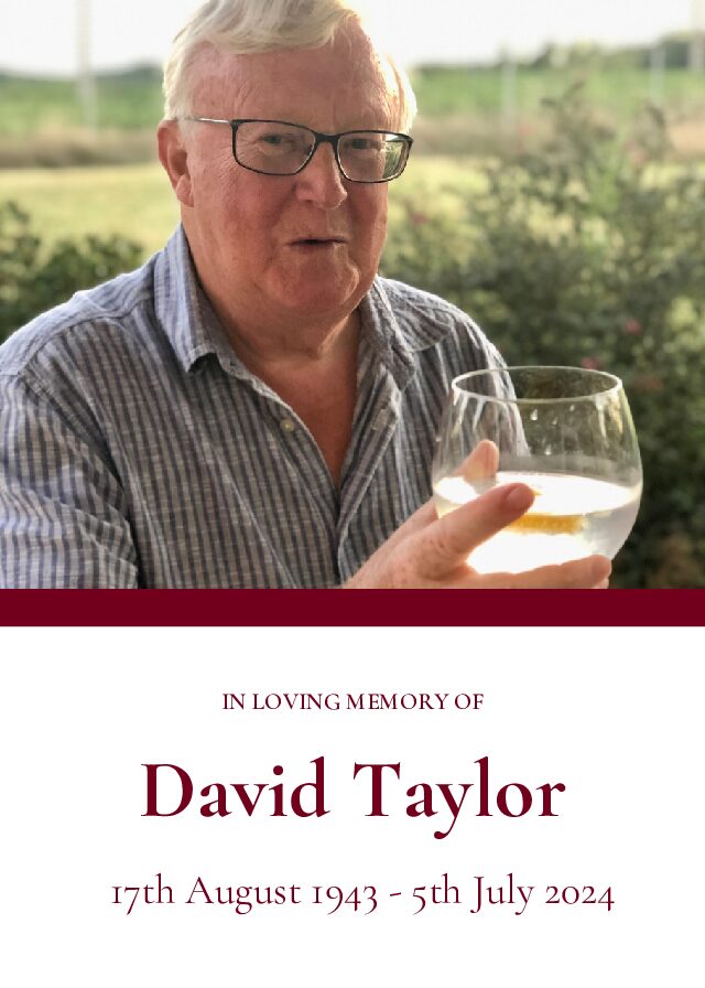 David Taylor Order of Ceremony