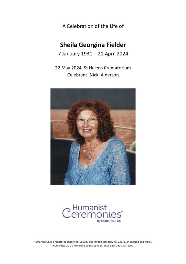 Sheila Georgina Fielder Tribute Archive