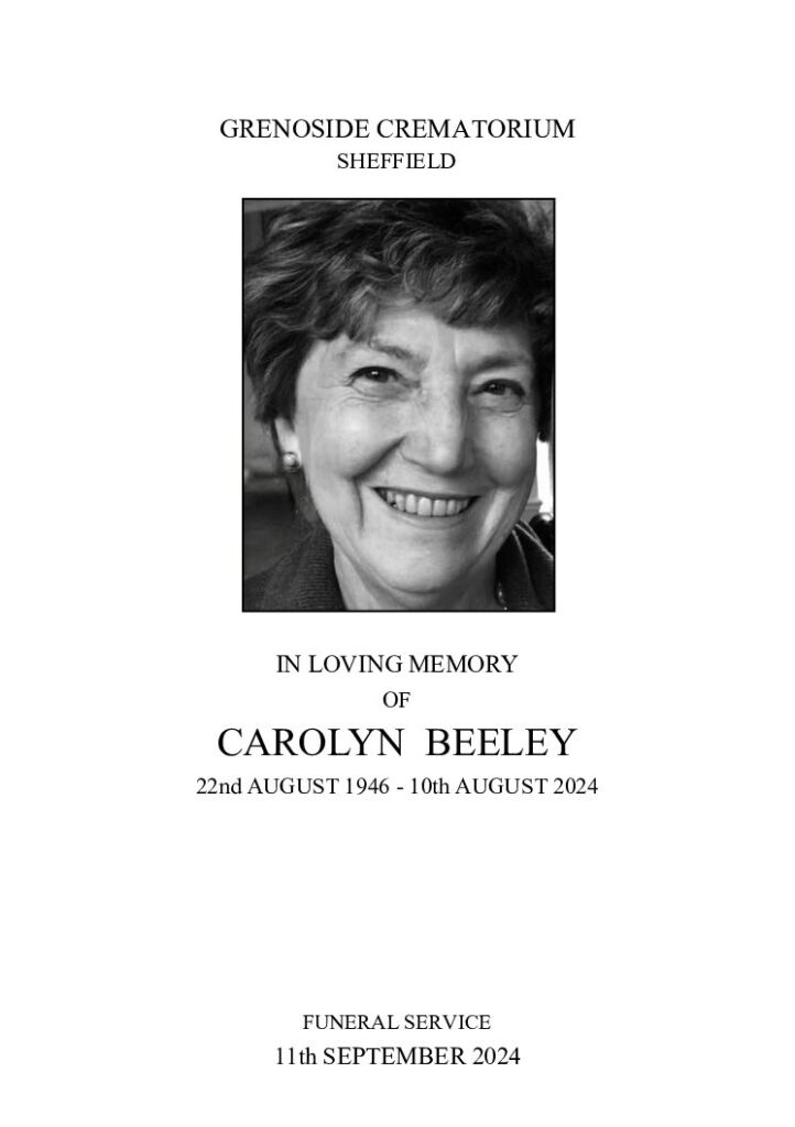 Carolyn Mary Beeley Order of Ceremony