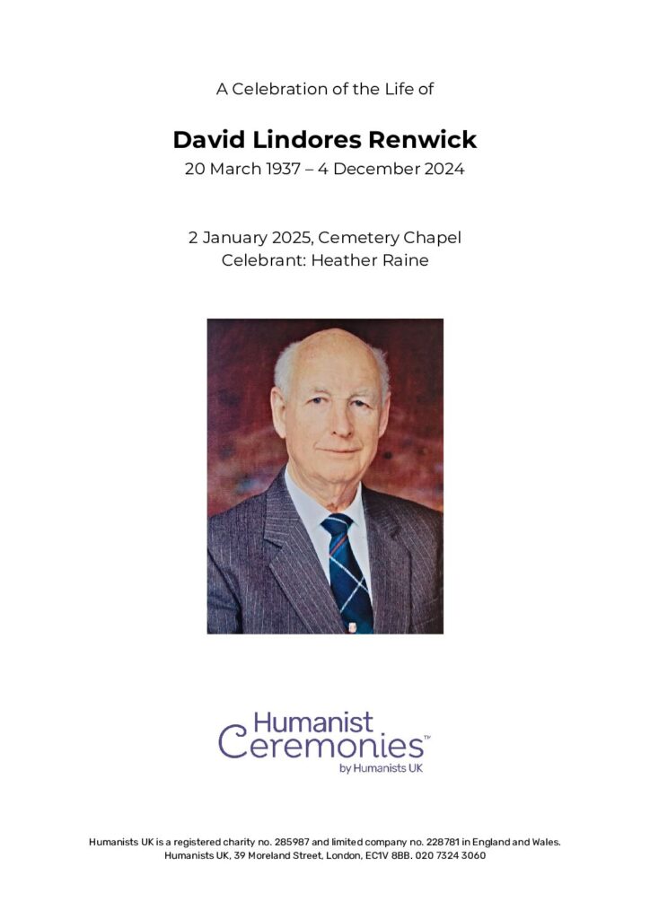 David Lindores Renwick tribute archive